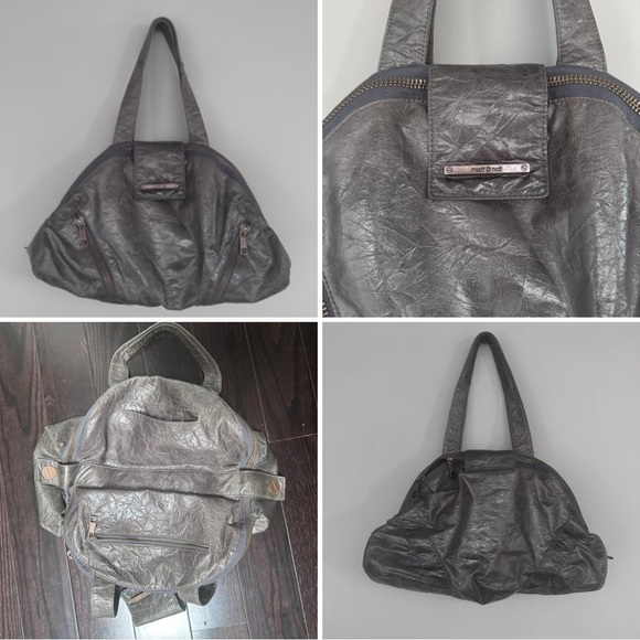 Matt & Nat Handbags - Matt & Nat Vegan Leather Crinkle Bag Grey Yoga Bag